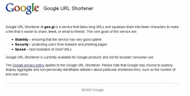 Google URL Shortenerサイト（画像）