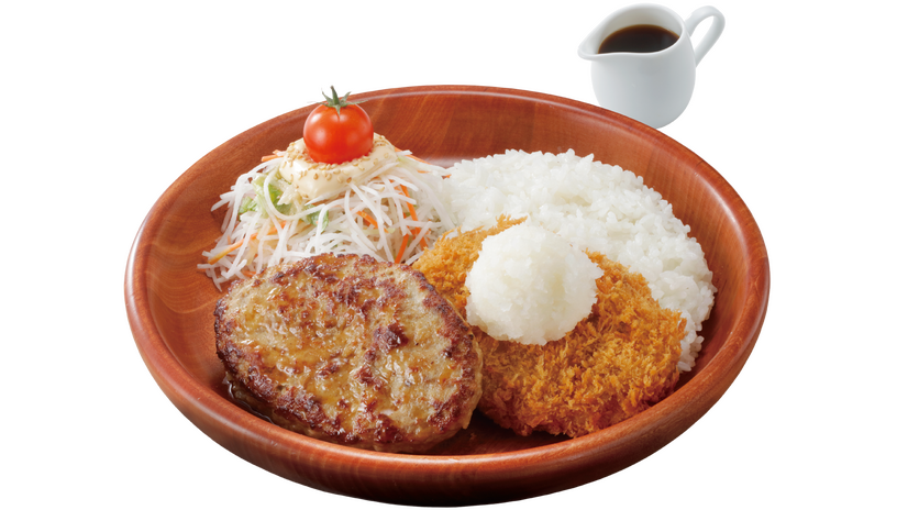 メンチカツおろしポン酢&ハンバーグディッシュ