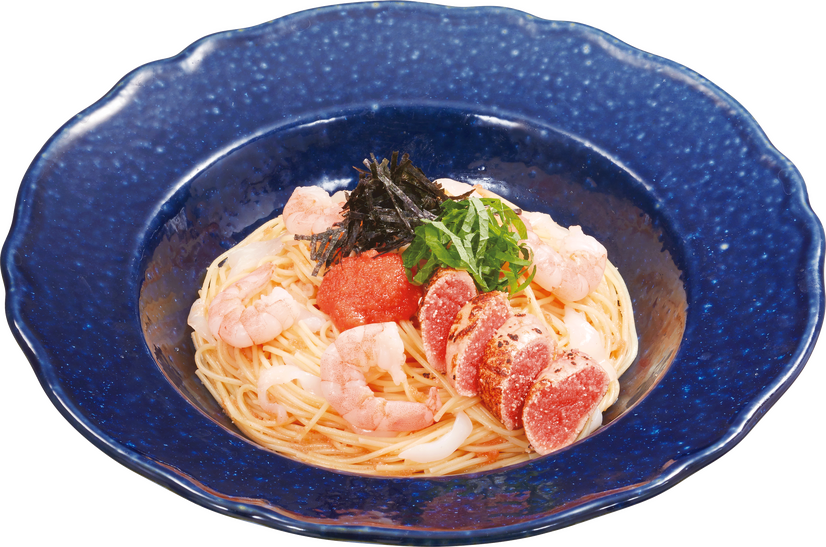 “冷製カッペリーニ”炙り明太子とヤリイカ・エビの明太子ソース（税込1,199円）