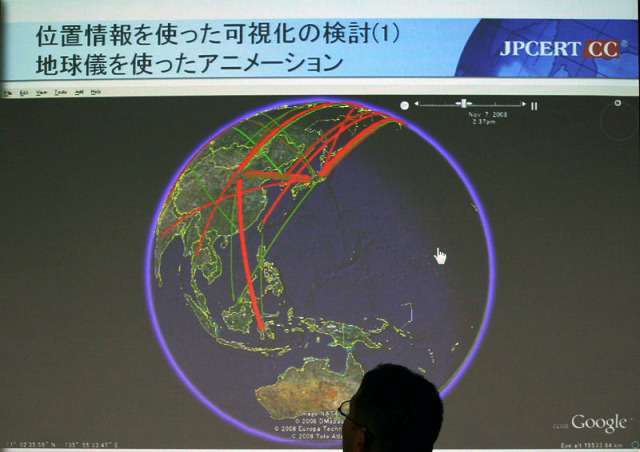 地球儀式のトラフィック可視化