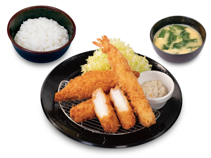 海鮮盛合せ定食（イカ・サーモンフライ・海老）　1,190円