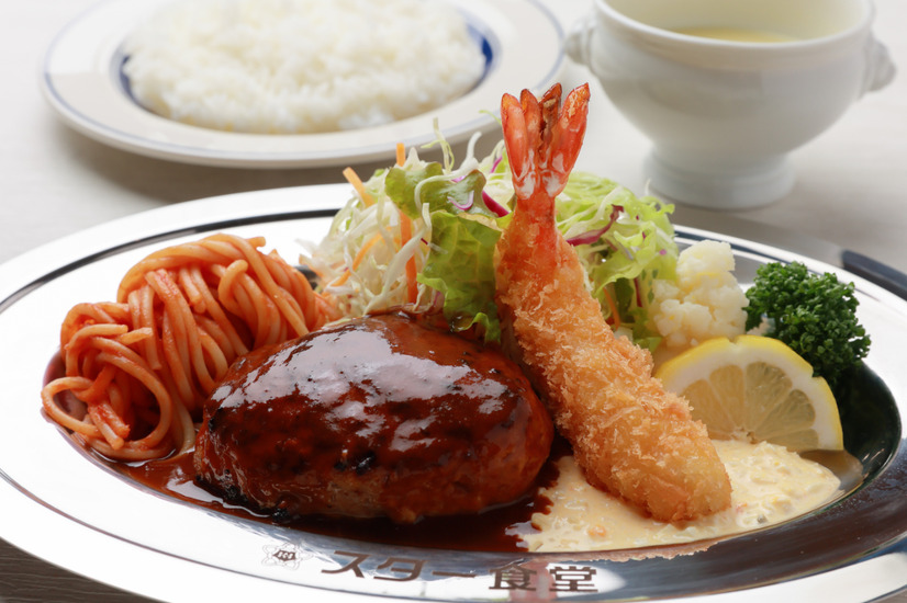 ハンバーグとエビフライ　デミグラスソース(税込1,500円)