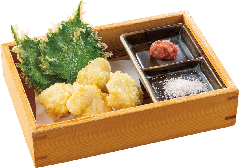 国産 天然鱧と大葉の天ぷら 梅わさび