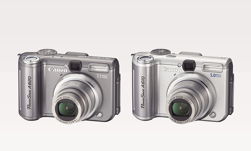 710万画素のPowerShot A620（左）、500万画素の同A610（右）