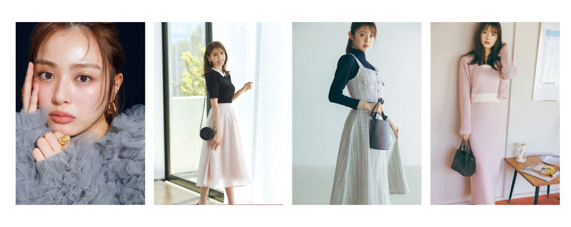 (写真左から)内田理央さん、美香、鈴木ゆうか、鶴嶋乃愛『andGIRL』秋号（C）DONUTS