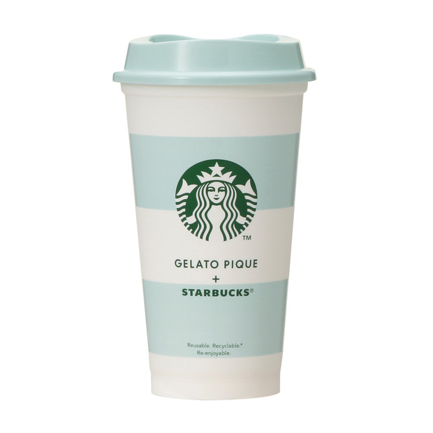 『gelato pique ボーダーリユーザブルカップ ミントグリーン 473ml』¥800
