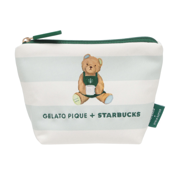 『gelato pique ベアプリントボーダーポーチ　ミントグリーン』¥4,800