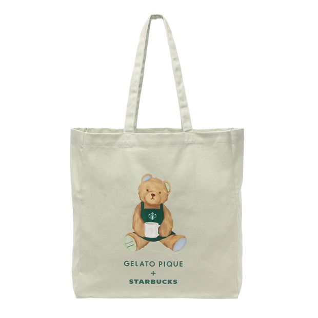 『gelato pique ベアプリントマチ付トートバッグ ミントグリーン』¥4,900