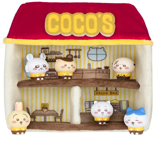 ココスオリジナルドールハウス＋ソフビ人形6種セットサイズ：ドールハウス 約W19.0cm×H20.0cm×D10.0cmソフビ人形 約W4.1cm×H5.0cm以内