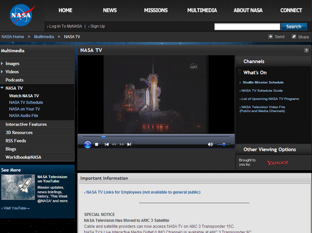 打ち上げ前のエンデバーの様子（NASA TV）