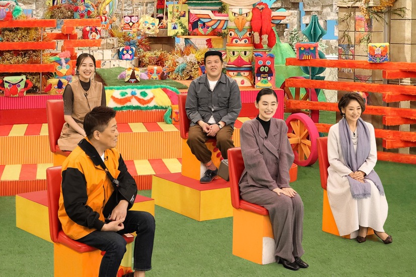上段左から）堀田真由、くっきー！（野性爆弾） 下段左から）坂上忍、八木莉可子、片平なぎさ『坂上どうぶつ王国３時間SP』（C）フジテレビ