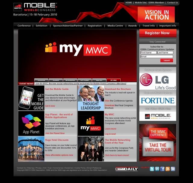 「Mobile World Congress」サイト（画像）