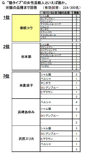 “猫タイプ”の女性芸能人といえば誰か