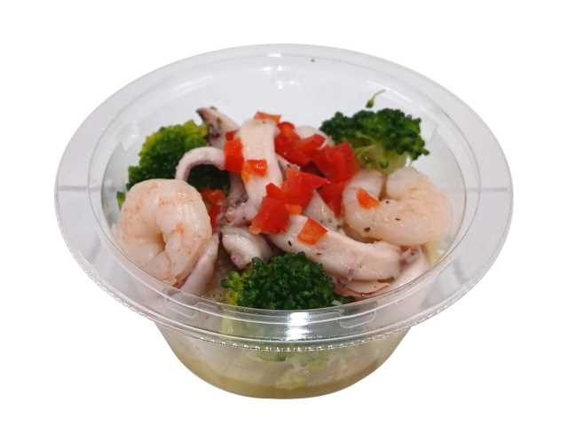 いかと海老ブロッコリーオリーブオイル仕立て（税込321.84円）