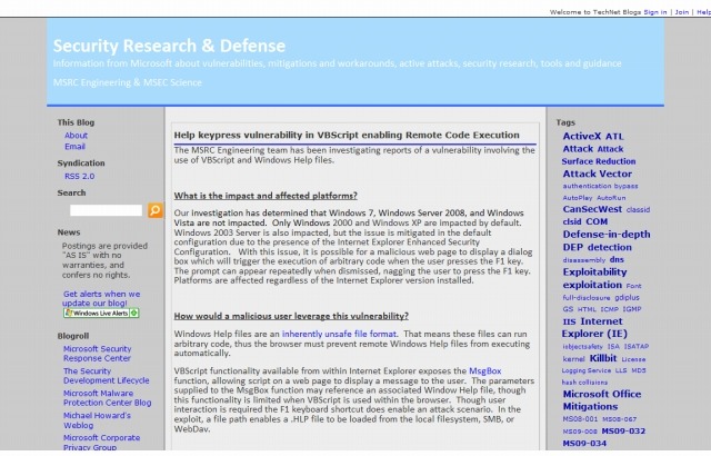 Help keypress vulnerability in VBScript enabling Remote Code Execution