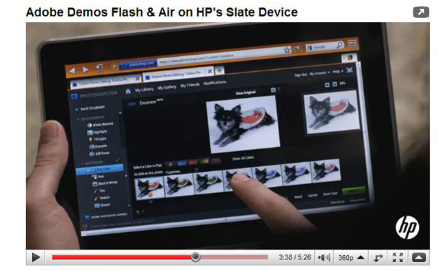 「HP’s Slate Device」のデモ映像から（画像加工）