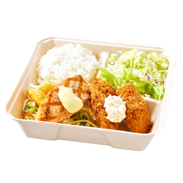サーモングリル＆牡蠣フライ弁当　1,090円（税込）