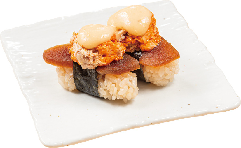 白みそで愉しむ、奈良漬けとあん肝の握り［2貫］（税込 319円）