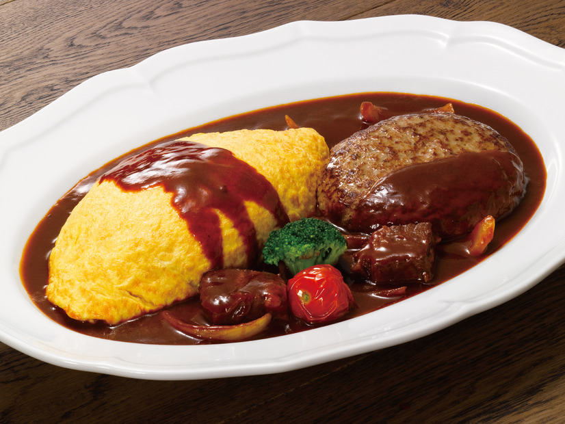 ロイヤルオムライス（ビーフシチュー）with黒×黒ハンバーグ（税込3,168円）