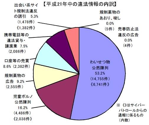 2009年中の違法情報の内訳