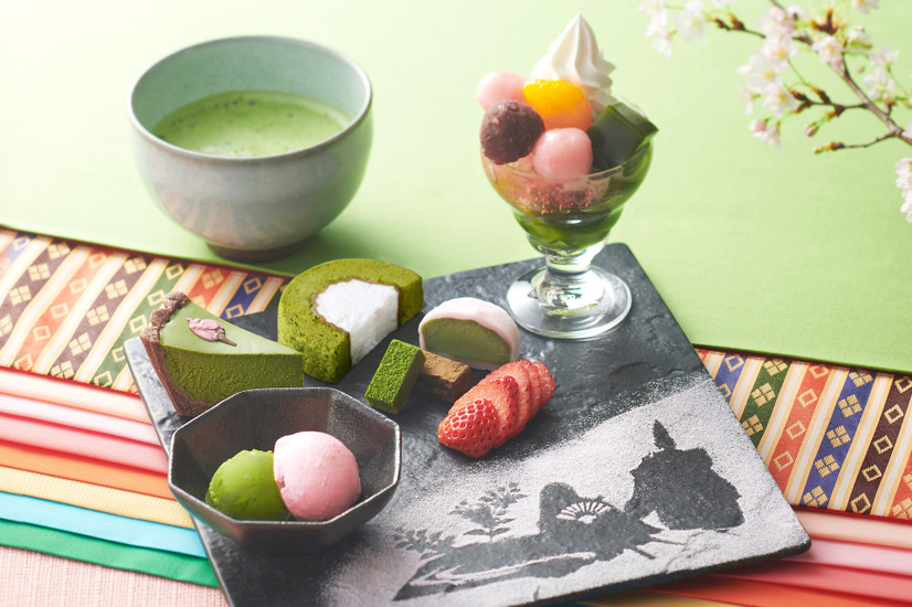 源氏物語 さくら抹茶スイーツプレート　単品1,690円(税込)、お茶セット2,190円(税込)