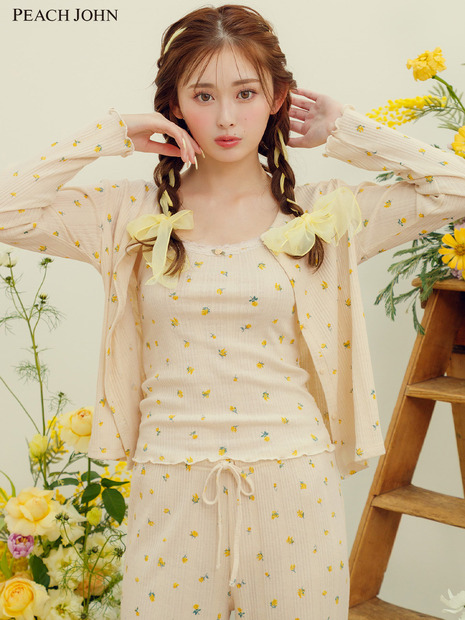 コットン混リブパジャマ3点セット