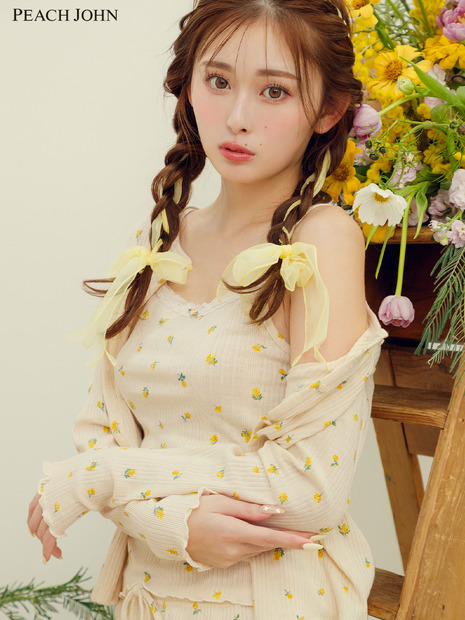 コットン混リブパジャマ3点セット