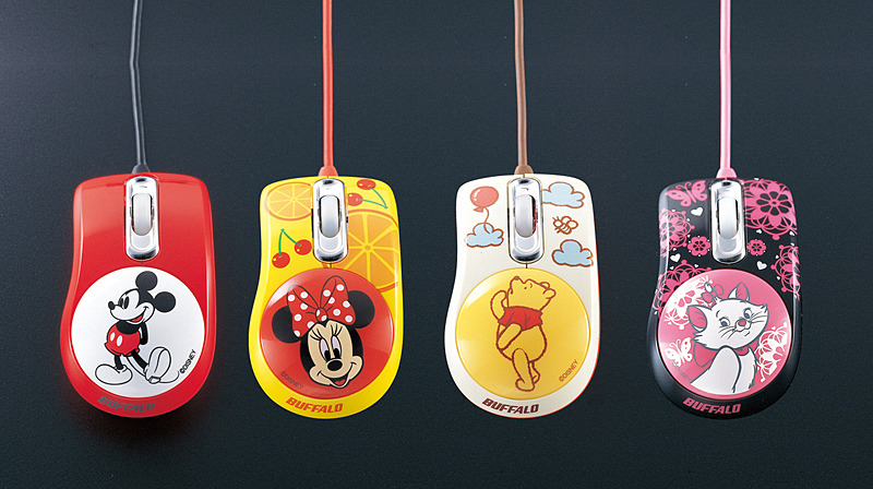 BOMU-DシリーズUSサイズ。左から、ミッキーマウス（BOMU-DUS-MK）、ミニーマウス（BOMU-DUS-MN）、くまのプーさん（BOMU-DUS-PO）、マリー（BOMU-DUS-MR）