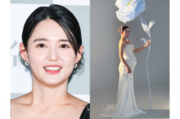 BTS・Vの写真で胎教も話題に…韓国女優、臨月の“Dライン”あらわな純白ドレス姿を公開！ 画像