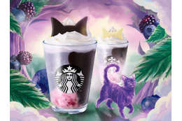スターバックス、猫耳を飾ったブラックベリーフラペチーノ2種を発売