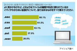 イマイチわからない「拡張子」、1位は男性「.css」女性「.aac」 ～ アイシェア調べ 画像