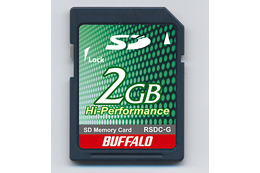バッファロー、転送速度20Mバイト/sの2GバイトSDメモリーカード 着メロ3曲の無料ダウンロード権付き 画像