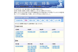 明日知事選などが告示、Yahoo!が「統一地方選2011特集」を開設 画像