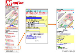 ケータイ向けMapFan、ユーザー投稿機能を追加…変化点や間違いを指摘 画像