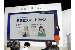 【CEATEC 2011(Vol.9)】画面がへこまないのに押し込んだ感覚が!KDDIの新感覚スマートフォン 画像