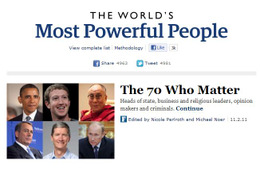 「Facebook」マーク・ザッカーバーグ9位……米フォーブス誌「世界で最も力のある70人」発表