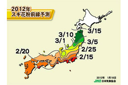 花粉の飛び始めは2月中旬から……飛散量は例年並みか、やや少なめ 画像