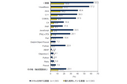 開発者が最も使用している言語、「C」と「Visual Basic」がツートップ……IDC調べ 画像