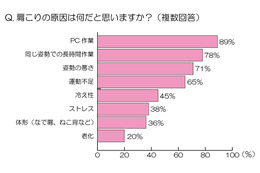 肩こりの原因、1位は「PC作業」、7割が「肩こりで仕事効率が落ちると感じる」と回答 画像