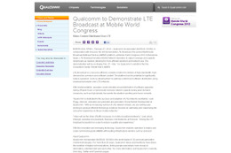 【MWC 2012(Vol.34)】クアルコム、LTEブロードキャストをデモンストレーション 画像