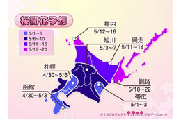 ウェザーニューズ、全国2万ヵ所の桜の開花予想を発表……寒気の影響で昨年よりやや遅め 画像