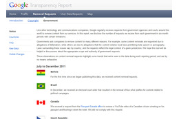 GoogleがTransparency Report最新版を公開、削除要請の増加に危機感 画像