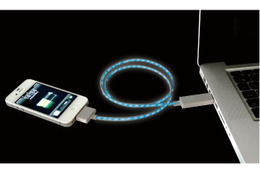 光の流れる速さでスマホの充電状況を知らせる充電・データ転送用ケーブル……iPhone用も 画像