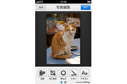 mixi公式クライアントアプリ、iPhone版に写真編集機能を追加 画像