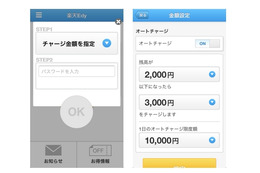 iOS専用アプリ「楽天Edy」、オートチャージ機能に対応 画像