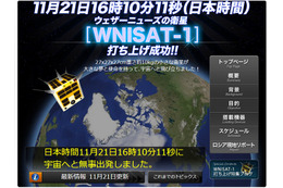 超小型衛星「WNISAT-1」、「宇宙へと無事出発」とロケット打ち上げを報告 画像