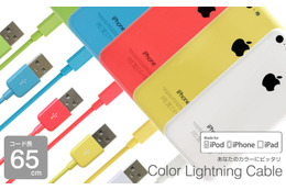 iPhone 5cと同カラーの5色! Apple公認のLightningケーブル 画像