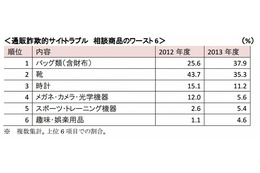 通販詐欺サイト、相談商品のワースト6とは？ 画像