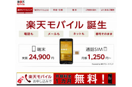 楽天、格安スマホ提供へ……通話対応格安SIM「楽天モバイル」開始 画像