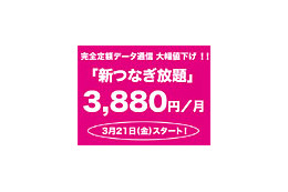 ウィルコム、月額3,880円完全定額のデータ通信向け料金プラン「新つなぎ放題」 画像